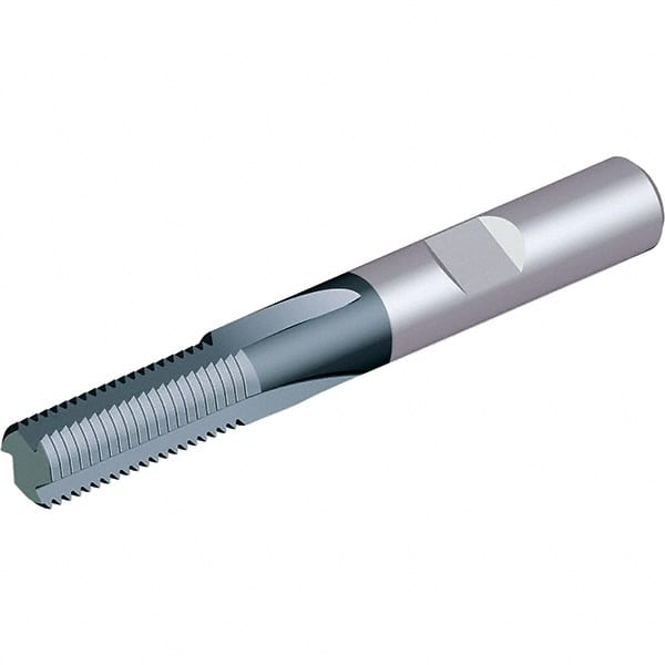 Vargus - M4.5x0.75 Thread, 5/16" Shank Diam, TiAlN Coating, Solid Carbide Straight Flute Thread Mill - 3 Flutes, 2.48" OAL, M4.5 Min Noml Diamter - Exact Tooling