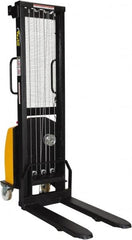 Vestil - 770 Lb Capacity, 59" Lift Height, Battery Powered Stacker - 3-3/8" Lowered Height, 30" Fork Length, 26-3/4" Overall Width - Exact Tooling