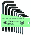 9 Piece - IP8; IP9; IP10; IP15; IP20; IP25; IP27; IP30; IP40 - Black Finish - TorxPlus L-Key Short Arm Set - Exact Tooling