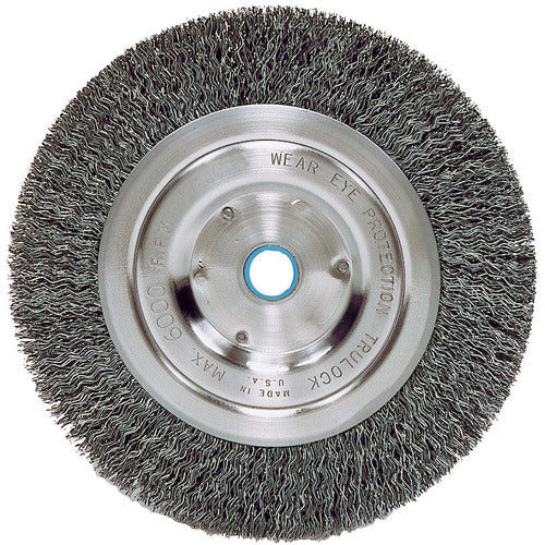 Vortec Pro 6″ Crimped Wire Wheel, .014″ Steel Fill, Narrow Face, 5/8″-1/2″ Arbor Hole - Exact Tooling