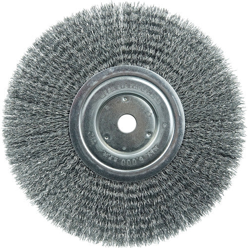 Vortec Pro 8″ Crimped Wire Wheel, .014″ Steel Fill, Narrow Face, 5/8″ Arbor Hole - Exact Tooling