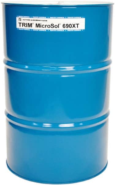 Master Fluid Solutions - Trim MicroSol 690XT, 54 Gal Drum Emulsion Fluid - Semisynthetic, For Cutting, Drilling, Sawing, Grinding - Exact Tooling