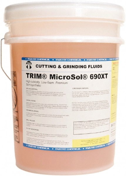 Master Fluid Solutions - Trim MicroSol 690XT, 5 Gal Pail Cutting & Grinding Fluid - Semisynthetic, For Machining - Exact Tooling