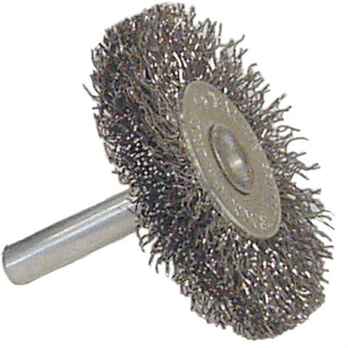 Vortec Pro 3″ Crimped Wire Wheel, Coarse Wire, 1/4″ Stem, Steel Wire - Exact Tooling
