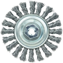 Vortec Pro 4″ Knot Wire Wheel, Standard Twist, .014″ Steel Fill, M10x1.25 Nut - Exact Tooling