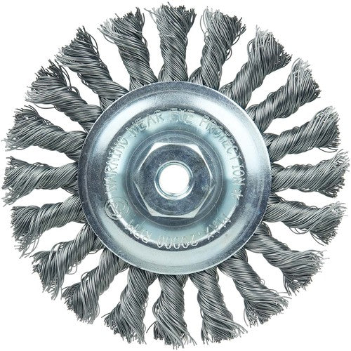 Vortec Pro 4″ Knot Wire Wheel, Standard Twist, .014″ Steel Fill, M14 × 2.0 Nut - Exact Tooling
