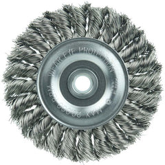 Vortec Pro 4″ Knot Wire Wheel, Standard Twist, .014″ Steel Fill, 1/2″-3/8″ Arbor Hole - Exact Tooling