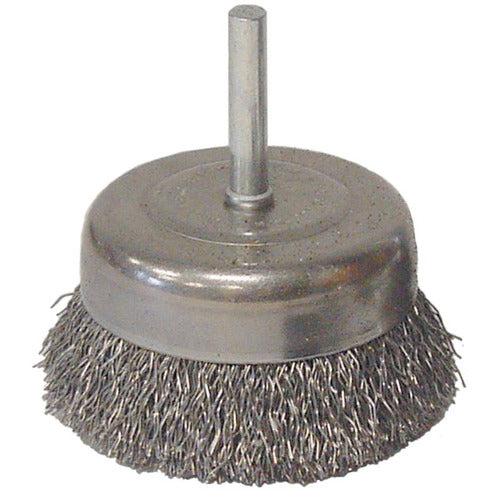 Vortec Pro 3″ Crimped Wire Cup Brush, .014″ Steel Fill, 1/4″ Stem - Exact Tooling