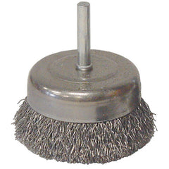 Vortec Pro 3″ Crimped Wire Cup Brush, .014″ Steel Fill, 1/4″ Stem - Exact Tooling