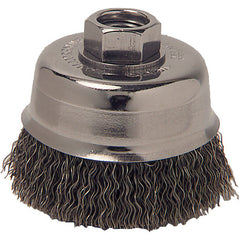 Vortec Pro 3″ Crimped Wire Cup Brush, .014″ Steel Fill, 5/8″-11 UNC Nut - Exact Tooling