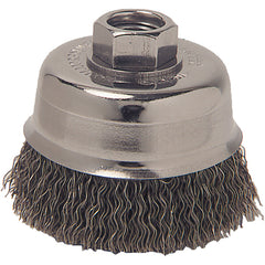 Vortec Pro 3″ Crimped Wire Cup Brush, .014″ Steel Fill, 1/2″-13 Arbor Hole - Exact Tooling