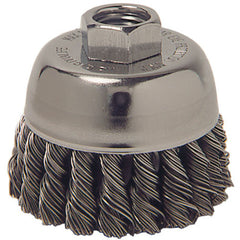 Vortec Pro 3″ Knot Wire Cup Brush, .020″ Steel Fill, 5/8″-11 UNC Nut - Exact Tooling