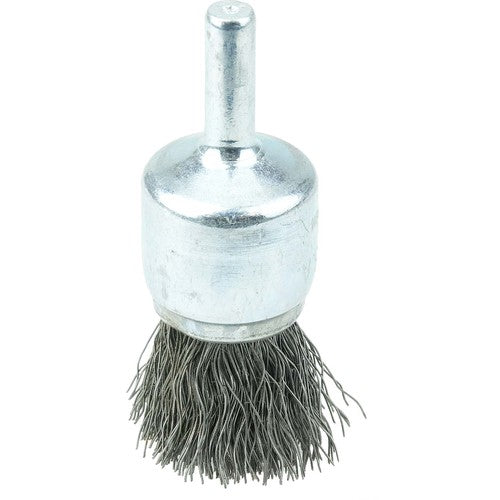 Vortec Pro 3/4″ Crimped Wire End Brush, .0104″ Steel Fill, 1/4″ Stem - Exact Tooling