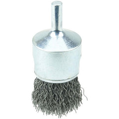 Vortec Pro 1″ Crimped Wire End Brush, .014″ Steel Fill, 1/4″ Stem - Exact Tooling