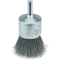 Vortec Pro 1″ Crimped Wire End Brush, .0104″ Steel Fill, 1/4″ Stem - Exact Tooling