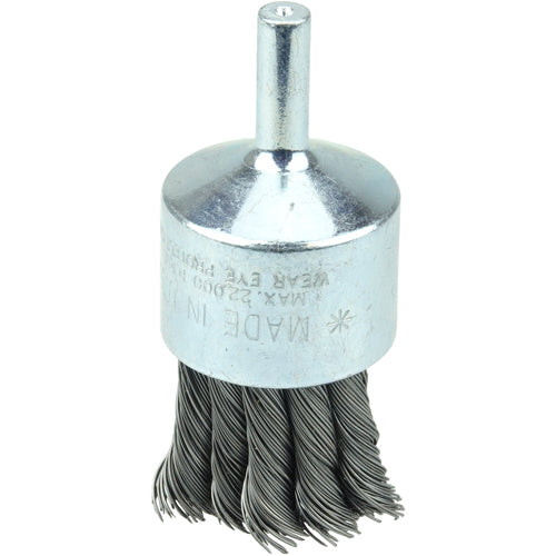 Vortec Pro 1″ Knot Wire End Brush, 1/4″ Stem, .020″ Steel Fill, 1/4″ Stem - Exact Tooling