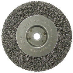Vortec Pro 4″ Crimped Wire Wheel, .014″ Steel Fill, Narrow Face, 1/2″-3/8″ Arbor Hole - Exact Tooling
