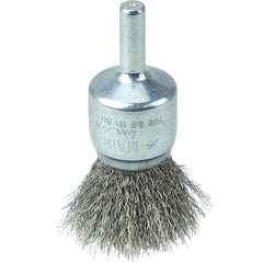 Vortec Pro 3/4″ Crimped Wire End Brush, .006″Stainless Steel Fill, 1/4″ Stem - Exact Tooling