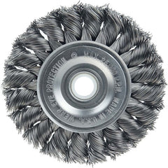 Vortec Pro 3″ Knot Wire Wheel, Standard Twist, .014″ , 1/2″-3/8″ Arbor Hole, Steel Wire - Exact Tooling