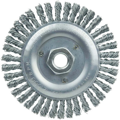 Vortec Pro 5″ Knot Wire Wheel, Stringer Bead Twist, .020″ Steel Fill, 5/8″-11 UNC Nut - Exact Tooling