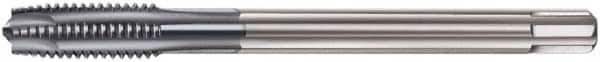 Walter-Prototyp - M12x1.50 Metric Fine, 5 Flute, TiCN Finish, Solid Carbide Spiral Point Tap - Plug Chamfer, Right Hand Thread, 100mm OAL, 21mm Thread Length, 9mm Shank Diam, 6HX Class of Fit, Series 8126006 - Exact Tooling