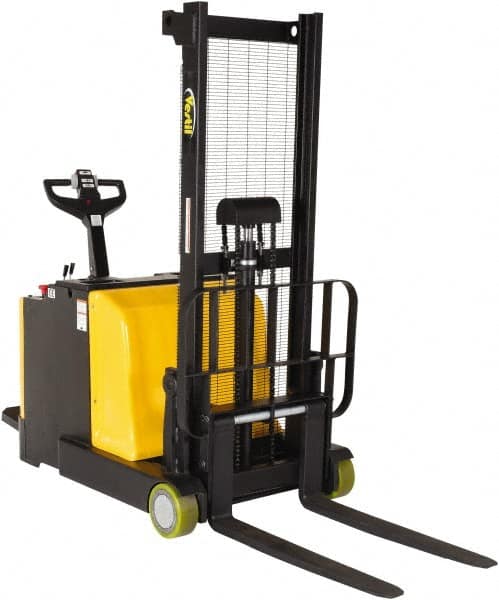 Vestil - 2,000 Lb Capacity, 62" Lift Height, Battery Powered Stacker - 2" Lowered Height, 36-1/4" Fork Length, 36" Overall Width - Exact Tooling