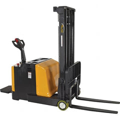 Vestil - 2,000 Lb Capacity, 118" Lift Height, Battery Powered Stacker - 2" Lowered Height, 36-1/4" Fork Length, 34" Overall Width - Exact Tooling