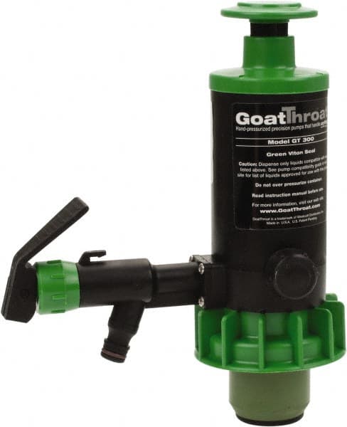 GoatThroat Pumps - 3/8" Outlet, 4 GPM, Polypropylene Hand Operated Transfer Pump - 56" OAL, For up to 55 Gal Drums, For Biodiesel, Lightweight Synthetic Oils, Pesticides, Solvents, Acids & Other Corrosive Chemicals - Exact Tooling