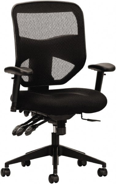 Basyx - 44-1/2" High High Back Chair - 30" Wide x 26" Deep, Padded Mesh Seat, Black - Exact Tooling