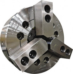 TMX - 3 Jaws, 8" Chuck Diam, A2-6 Mount, 2.0472" Through Hole, Drawtube, Hydraulic Power Lathe Chuck - 0.4331" to 8.2677" Jaw Capacity, 5,000 RPM - Exact Tooling