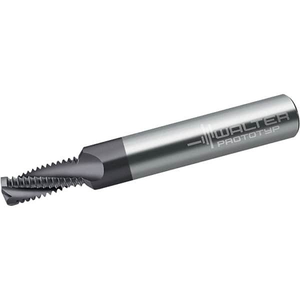 Walter-Prototyp - 0.2657" Cutting Diam, 3 Flute, Solid Carbide Helical Flute Thread Mill - Internal Thread, 13.75mm LOC, 74mm OAL, 10mm Shank Diam - Exact Tooling