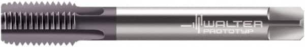 Walter-Prototyp - M12x1.50 Metric Fine 6HX 4 Flute Multilayer TiAlN Finish Solid Carbide Straight Flute Machine Tap - Modified Bottoming, Right Hand Thread, 100mm OAL, 20mm Thread Length, Oversize, Through Coolant - Exact Tooling