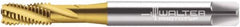 Walter-Prototyp - M8x1.25 Metric 5 Flute 6HX Bottoming Spiral Flute Tap - Cobalt, TiN Finish, 90mm OAL, Right Hand Flute, Right Hand Thread, Series 2051315 - Exact Tooling