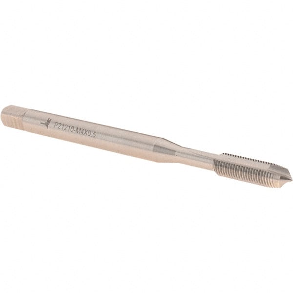 Walter-Prototyp - M4x0.50 Metric Fine, 2 Flute, Bright Finish, Cobalt Spiral Point Tap - Plug Chamfer, Right Hand Thread, 63mm OAL, 12mm Thread Length, 4.5mm Shank Diam, 6H Class of Fit, Series P21210 - Exact Tooling