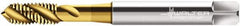 Walter-Prototyp - 7/16-20 UNF 3 Flute 2B Semi-Bottoming Spiral Flute Tap - High Speed Steel, TiN Finish, 100mm OAL, Right Hand Flute, Right Hand Thread, Series TC115 - Exact Tooling