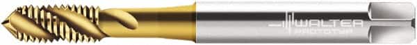 Walter-Prototyp - #10-32 UNF 3 Flute 2B Modified Bottoming Spiral Flute Tap - Cobalt, TiN Finish, 70mm OAL, Right Hand Flute, Right Hand Thread, Series P2351905 - Exact Tooling