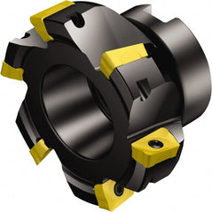 Sandvik Coromant - 3 Inserts, 2" Cut Diam, 3/4" Arbor Diam, 0.6063" Max Depth of Cut, Indexable Square-Shoulder Face Mill - 90° Lead Angle, 1.5748" High, R390-18.. Insert Compatibility, Series CoroMill 390 - Exact Tooling