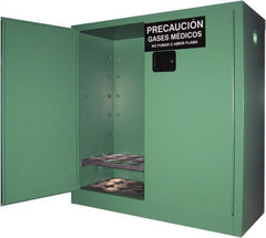 Securall Cabinets - 2 Door, Green Steel Standard Safety Cabinet for Flammable and Combustible Liquids - 44" High x 43" Wide x 18" Deep, Manual Closing Door, 3 Point Key Lock, D, E Cylinder Capacity - Exact Tooling