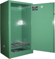 Securall Cabinets - 1 Door, Green Steel Standard Safety Cabinet for Flammable and Combustible Liquids - 44" High x 23" Wide x 18" Deep, Manual Closing Door, 3 Point Key Lock, D, E Cylinder Capacity - Exact Tooling
