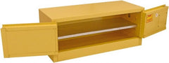 Securall Cabinets - 2 Door, 1 Shelf, Yellow Steel Stackable Safety Cabinet for Flammable and Combustible Liquids - 18" High x 43" Wide x 18" Deep, Manual Closing Door, 3 Point Key Lock, 12 Gal Capacity - Exact Tooling