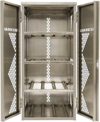 Securall Cabinets - 2 Door, 4 Shelf, Yellow Steel Standard Safety Cabinet for Flammable and Combustible Liquids - 65" High x 30" Wide x 32" Deep, Manual Closing Door, Padlockable Hasp, 20 or 33 Lb Cylinder Capacity - Exact Tooling