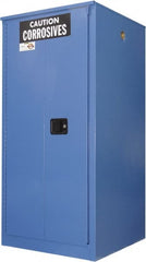 Securall Cabinets - 2 Door, 2 Shelf, Blue Steel Standard Safety Cabinet for Corrosive Chemicals - 65" High x 31" Wide x 31" Deep, Manual Closing Door, 3 Point Key Lock, 60 Gal Capacity - Exact Tooling