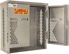 Securall Cabinets - 1 Door, 1 Shelf, Yellow Steel Standard Safety Cabinet for Flammable and Combustible Liquids - 33" High x 31" Wide x 16" Deep, Manual Closing Door, Padlockable Hasp, 20 or 33 Lb Cylinder Capacity - Exact Tooling