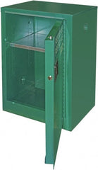 Securall Cabinets - 1 Door, 1 Shelf, Green Steel Standard Safety Cabinet for Flammable and Combustible Liquids - 35" High x 24" Wide x 18" Deep, Manual Closing Door, 3 Point Key Lock, 12 Gal Capacity - Exact Tooling