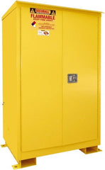 Securall Cabinets - 2 Door, 2 Shelf, Yellow Steel Standard Safety Cabinet for Flammable and Combustible Liquids - 69" High x 43" Wide x 31" Deep, Manual Closing Door, 3 Point Key Lock, 90 Gal Capacity - Exact Tooling