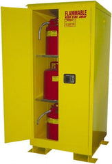 Securall Cabinets - 2 Door, 2 Shelf, Yellow Steel Standard Safety Cabinet for Flammable and Combustible Liquids - 69" High x 31" Wide x 31" Deep, Manual Closing Door, 3 Point Key Lock, 60 Gal Capacity - Exact Tooling
