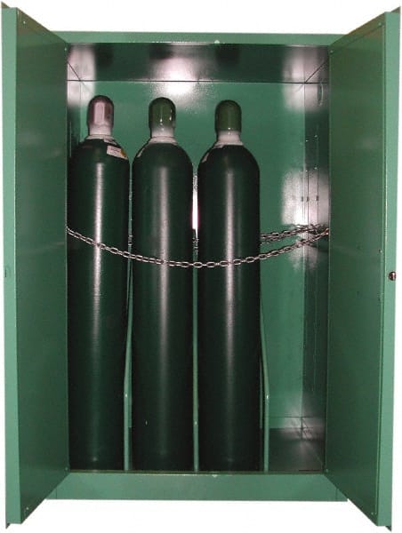 Securall Cabinets - 1 Door, Green Steel Standard Safety Cabinet for Flammable and Combustible Liquids - 65" High x 43" Wide x 34" Deep, Manual Closing Door, 3 Point Key Lock, H Cylinder Capacity - Exact Tooling