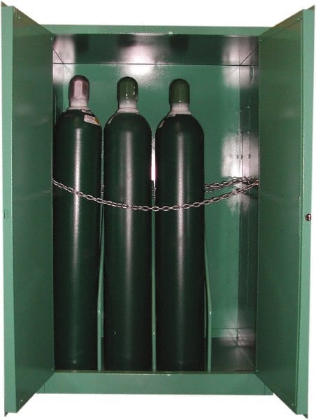 Securall Cabinets - 1 Door, Green Steel Standard Safety Cabinet for Flammable and Combustible Liquids - 65" High x 43" Wide x 34" Deep, Manual Closing Door, 3 Point Key Lock, H Cylinder Capacity - Exact Tooling