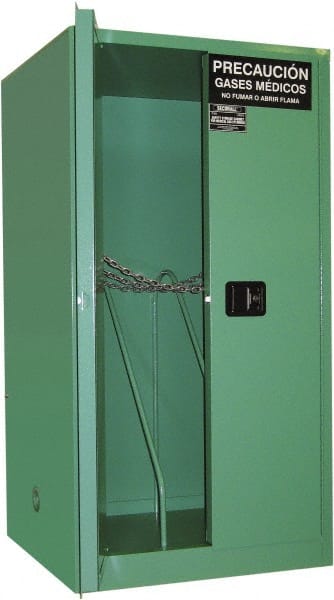 Securall Cabinets - 2 Door, Green Steel Standard Safety Cabinet for Flammable and Combustible Liquids - 65" High x 34" Wide x 34" Deep, Manual Closing Door, 3 Point Key Lock, H Cylinder Capacity - Exact Tooling