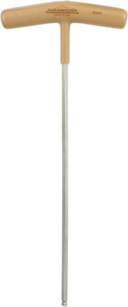 Paramount - 5mm Hex, T-Handle Cushion Grip, Ball End Hex Key - 9-45/64" OAL, Protanium High Torque Steel, Metric System of Measurement - Exact Tooling